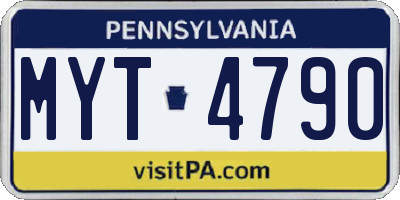 PA license plate MYT4790