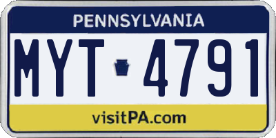 PA license plate MYT4791