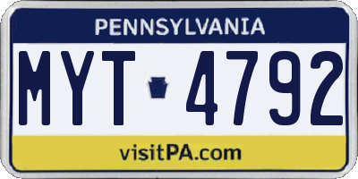 PA license plate MYT4792