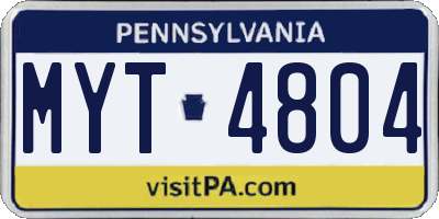 PA license plate MYT4804