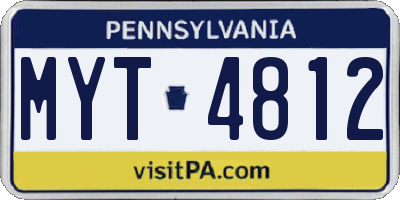 PA license plate MYT4812