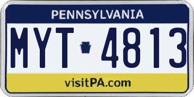 PA license plate MYT4813