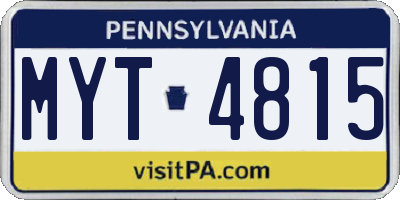 PA license plate MYT4815