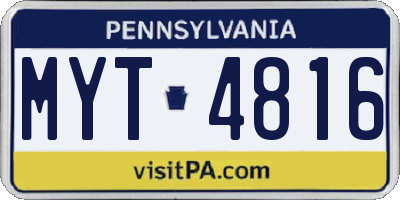 PA license plate MYT4816