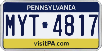 PA license plate MYT4817