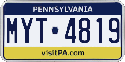 PA license plate MYT4819