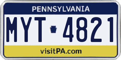 PA license plate MYT4821