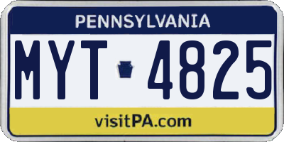 PA license plate MYT4825