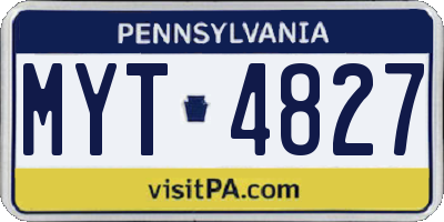 PA license plate MYT4827