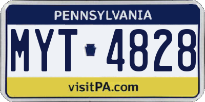 PA license plate MYT4828
