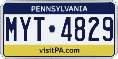 PA license plate MYT4829