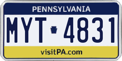 PA license plate MYT4831
