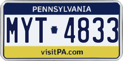 PA license plate MYT4833
