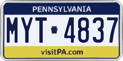 PA license plate MYT4837