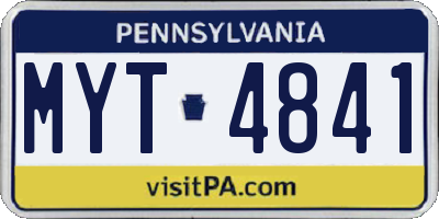 PA license plate MYT4841