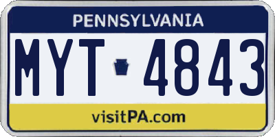 PA license plate MYT4843