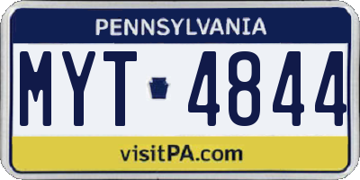 PA license plate MYT4844
