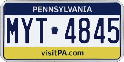 PA license plate MYT4845
