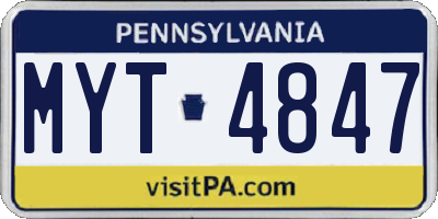 PA license plate MYT4847
