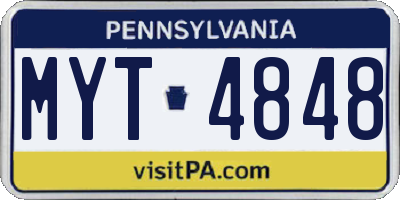 PA license plate MYT4848