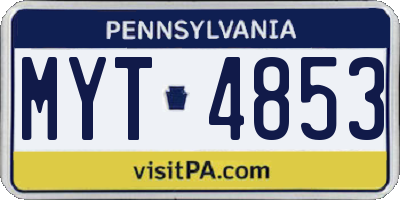 PA license plate MYT4853