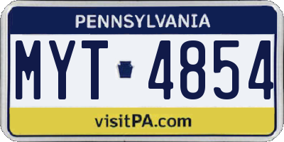 PA license plate MYT4854