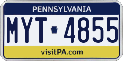PA license plate MYT4855