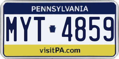 PA license plate MYT4859