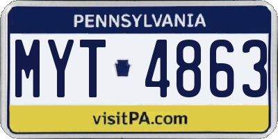 PA license plate MYT4863