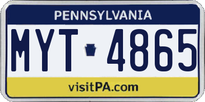 PA license plate MYT4865