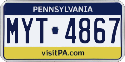 PA license plate MYT4867