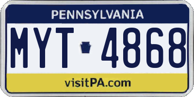 PA license plate MYT4868