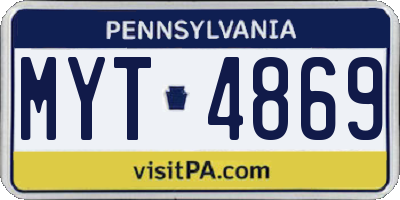 PA license plate MYT4869