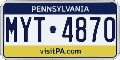 PA license plate MYT4870