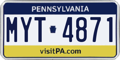 PA license plate MYT4871