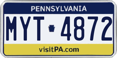PA license plate MYT4872