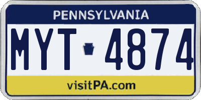 PA license plate MYT4874