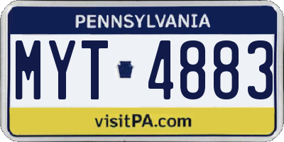 PA license plate MYT4883