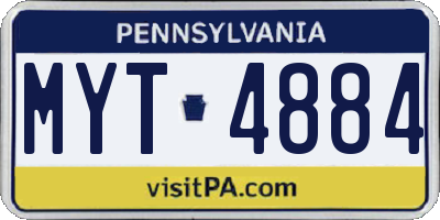 PA license plate MYT4884
