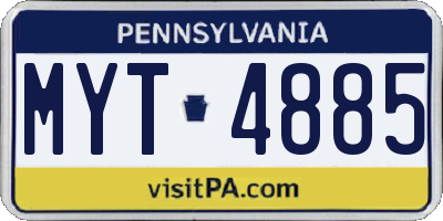 PA license plate MYT4885