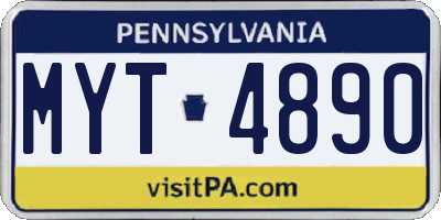 PA license plate MYT4890