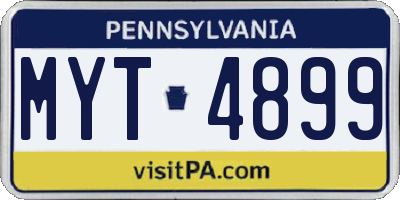 PA license plate MYT4899