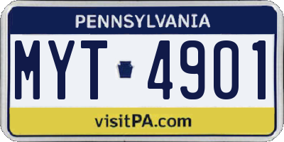 PA license plate MYT4901