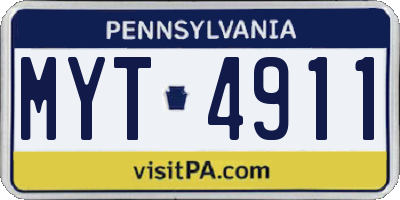 PA license plate MYT4911