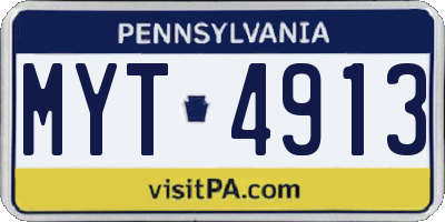 PA license plate MYT4913