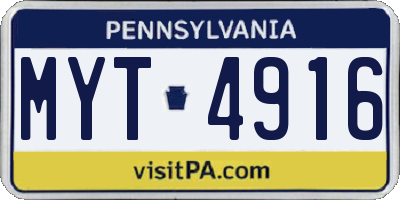 PA license plate MYT4916