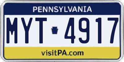 PA license plate MYT4917