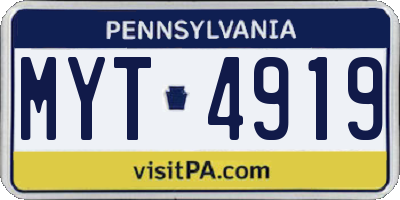 PA license plate MYT4919