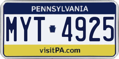 PA license plate MYT4925