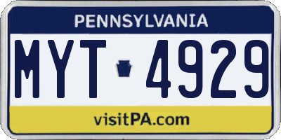 PA license plate MYT4929